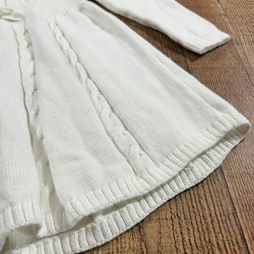 Gymboree Cable Knit Sweater Dress White Peter Pan Collar Bow 5T NWT New